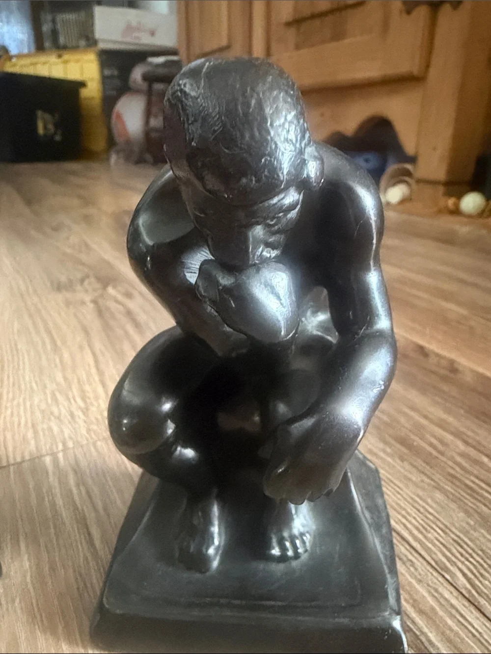 Pair of Black Metal Bronze “The Thinker” Figurine Bookends